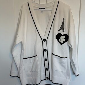Karl Lagerfeld White Sweater with Black Accents